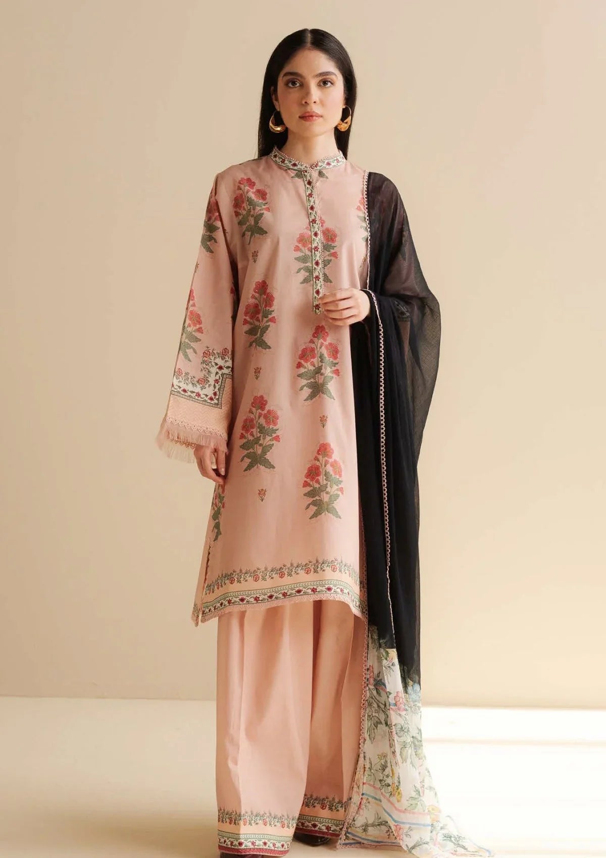 CO 490-3Pc Digital Printed Lawn Shirt with Printed Dupatta