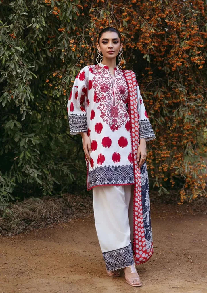 ZC 101-3 Piece Unstitched Embroidered Lawn Suit ( Fine Printed Lawn Dupatta )