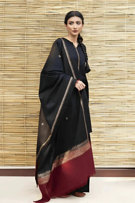 BR 1075B-3PC Dhanak suit with Woolen Shawl