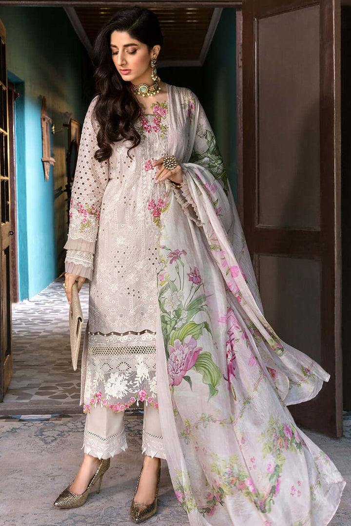 EL 12-3 Piece Heavy Embroidered Chicken Kari Lawn Suit ( Printed Silk Dupatta )