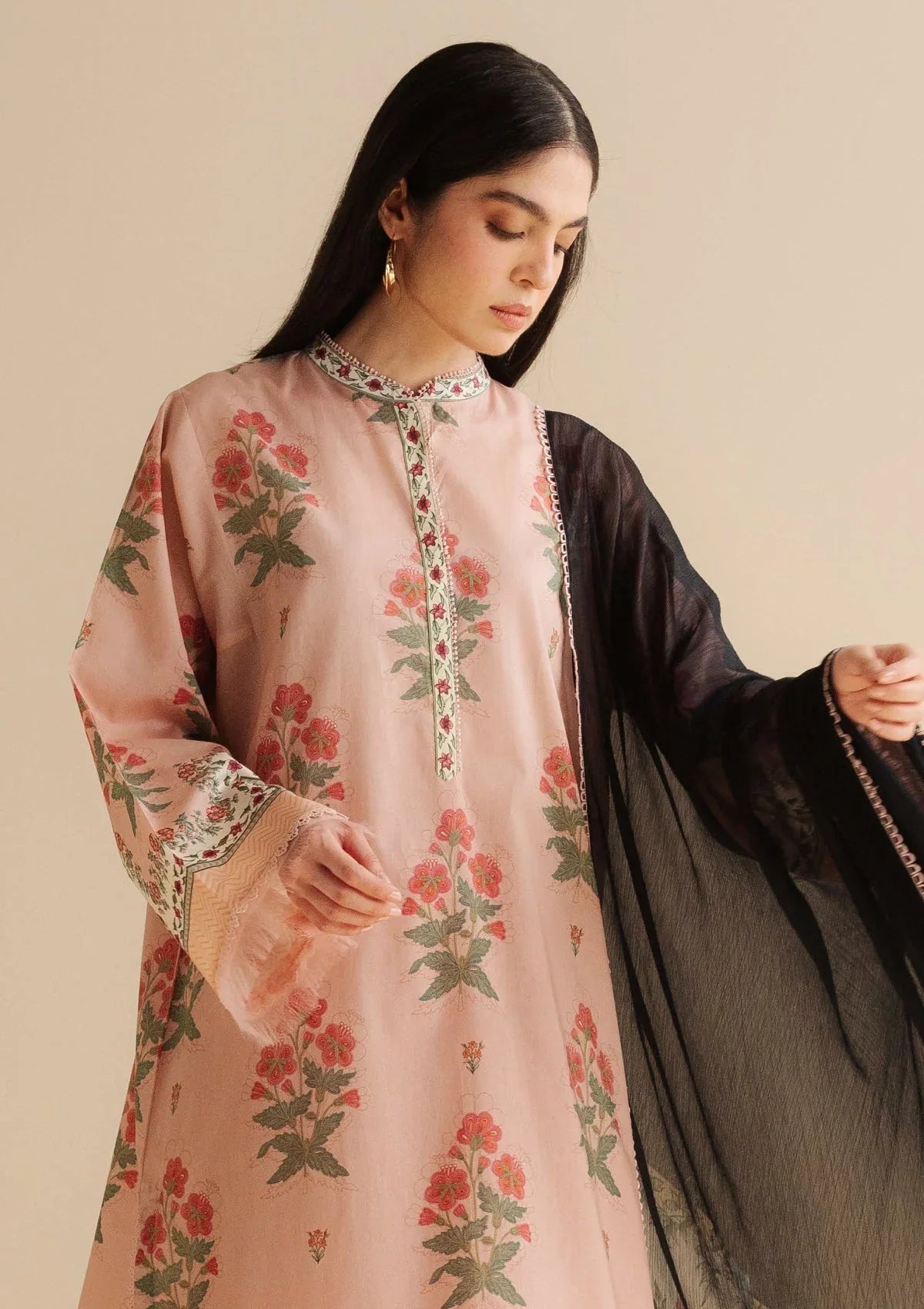 CO 490-3Pc Digital Printed Lawn Shirt with Printed Dupatta