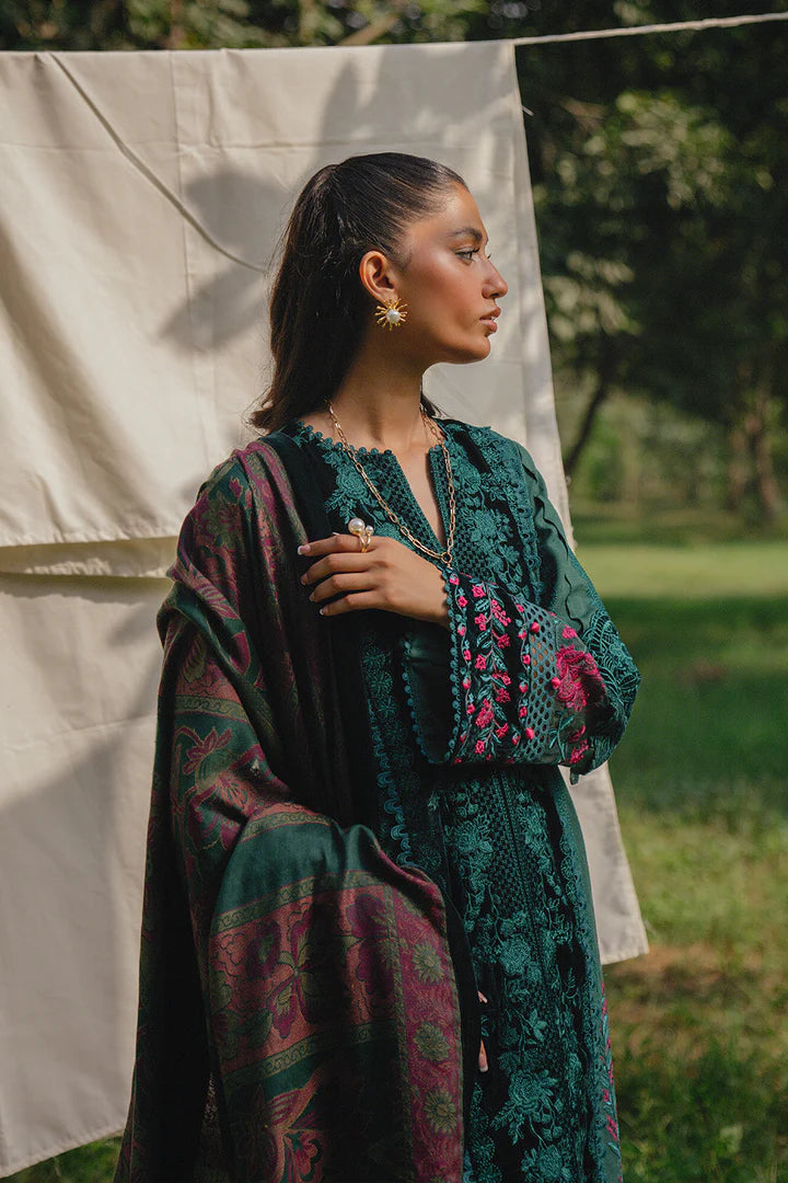 SR 2565-3 Piece Embroidered Lawn Shirt with Printed Dupatta