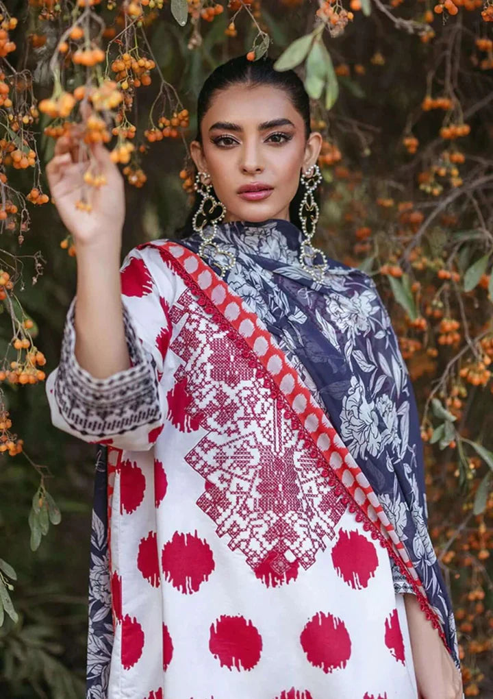 ZC 101-3 Piece Unstitched Embroidered Lawn Suit ( Fine Printed Lawn Dupatta )