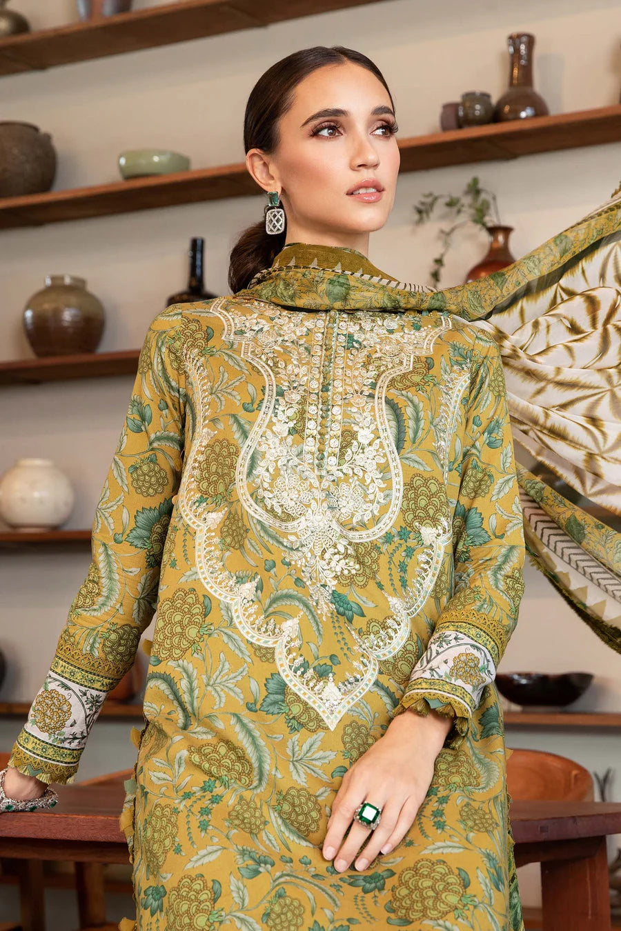 MB 456-3 Piece Unstitched Digital Printed Lawn Fabric