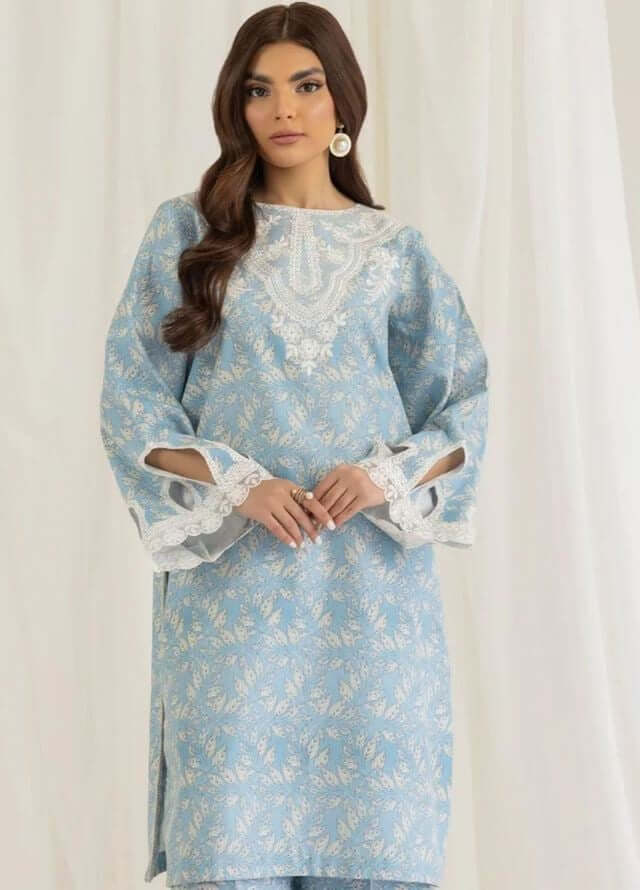 MB 442-3 Piece Unstitched Digital Printed Embroidered Lawn Suit ( Fine Printed Lawn Dupatta )