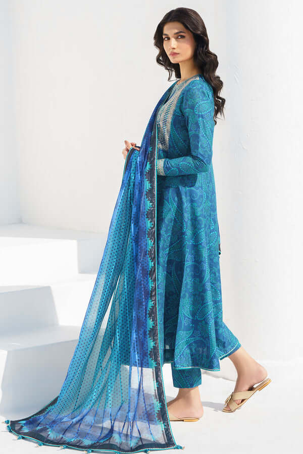 BQ 454-3 Piece Unstitched Digital Printed Embroidered Lawn Suit ( Printed Lawn Dupatta )