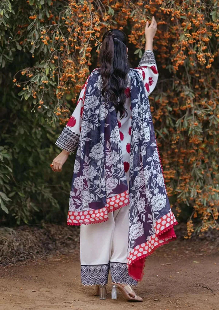 ZC 101-3 Piece Unstitched Embroidered Lawn Suit ( Fine Printed Lawn Dupatta )