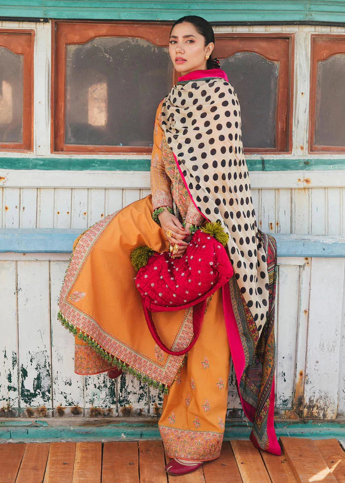 3 Piece Unstitched Fully Embroidered Dhanak Suit