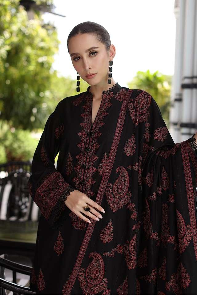 SP 565-3 Piece Unstitched Fully Embroidered Dhanak Suit