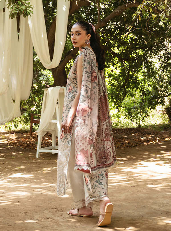 ZC 102-3 Piece Unstitched Embroidered Lawn Suit ( Fine Printed Lawn Dupatta )