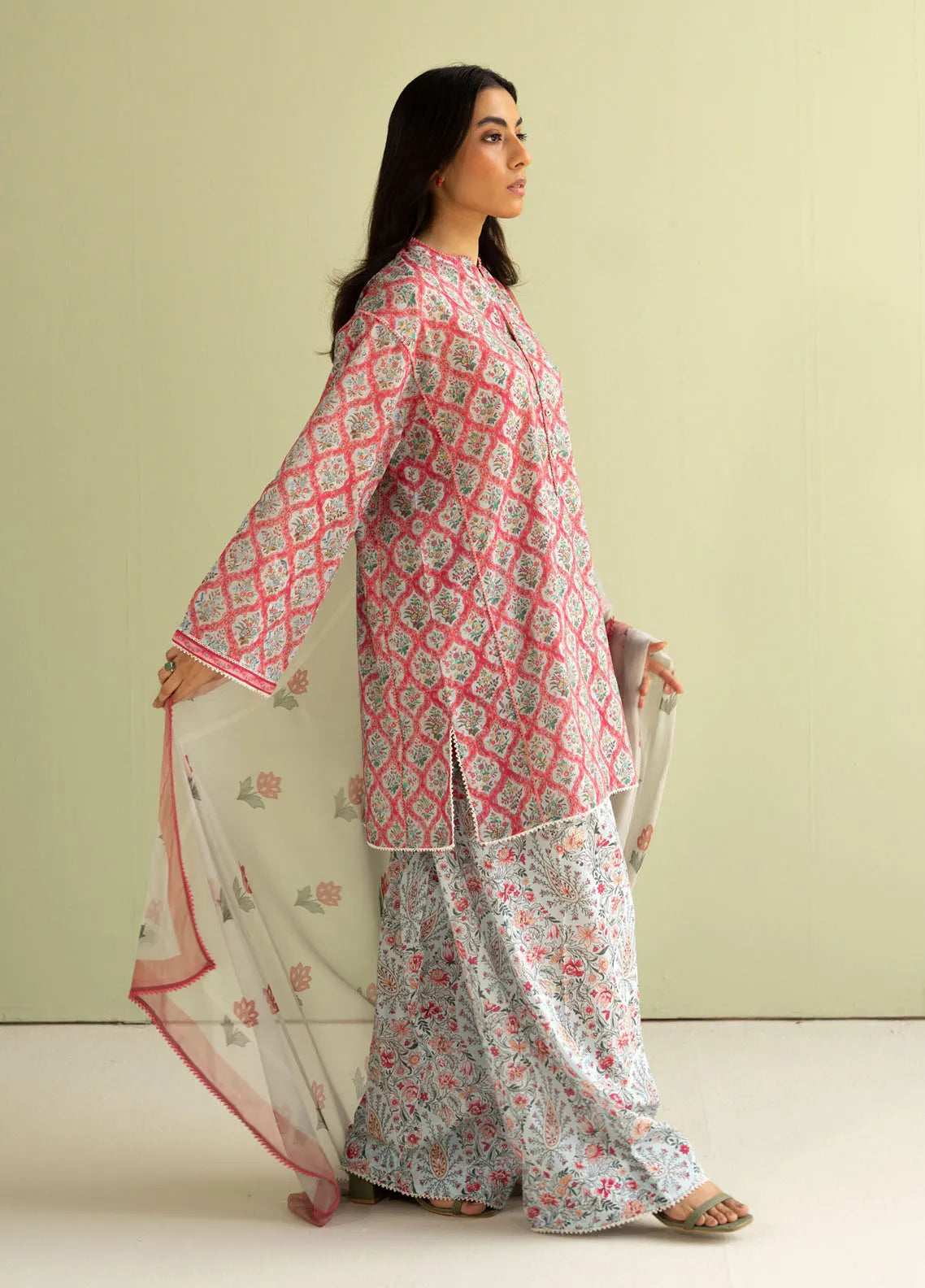 CO 494-3Pc Digital Printed Lawn Shirt with Printed Dupatta