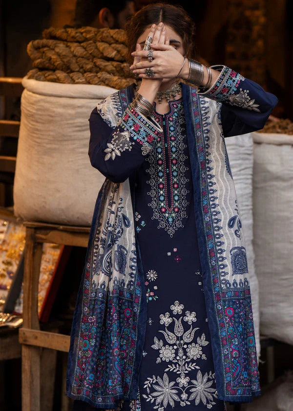 AK 905-3 Piece Unstitched Fully Embroidered Dhanak Suit