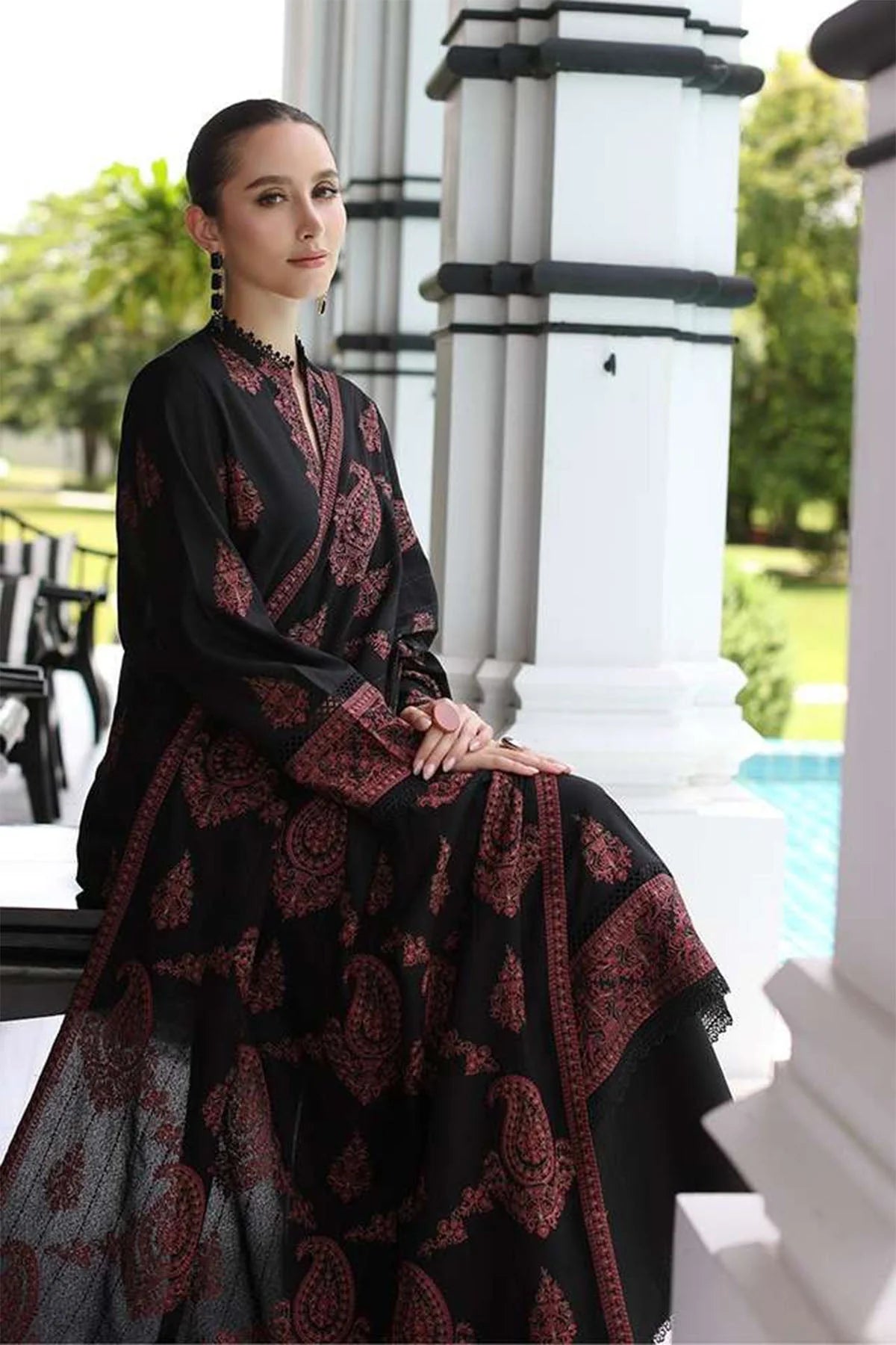 SP 565-3 Piece Unstitched Fully Embroidered Dhanak Suit
