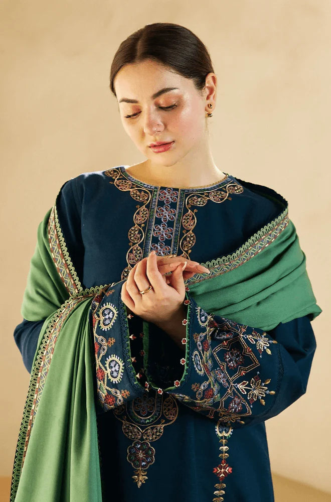 BR 840-3 Piece Heavy Embroidered Dhanak Dress ( Dhanak Embroidered Dupatta )