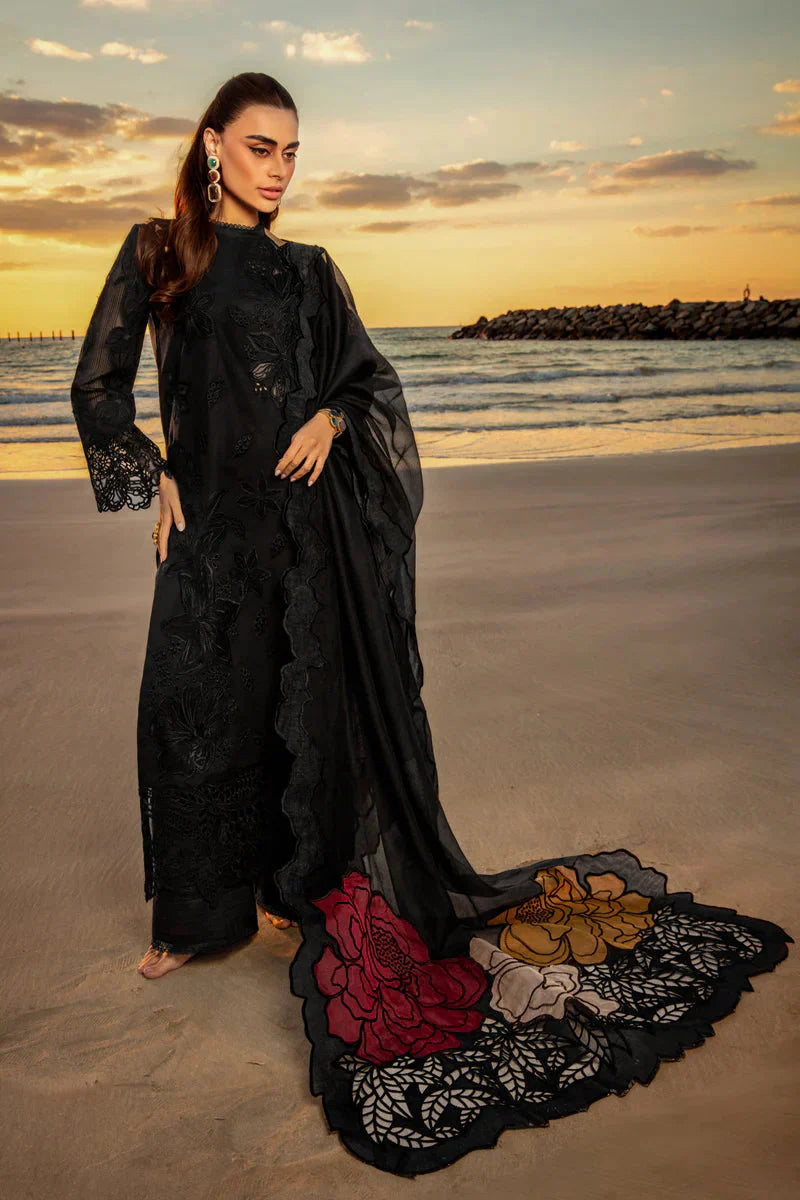 KH 2640-3 Pc Embroidered Lawn Shirt with Embroidered Organza Dupatta With Patches