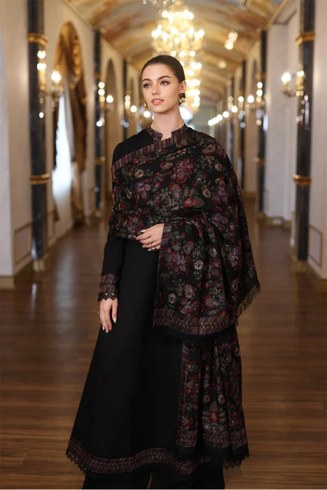 BR 745-3 Piece Dhanak Suit With Fully Embroidery Dhanak Embroidery Shawl