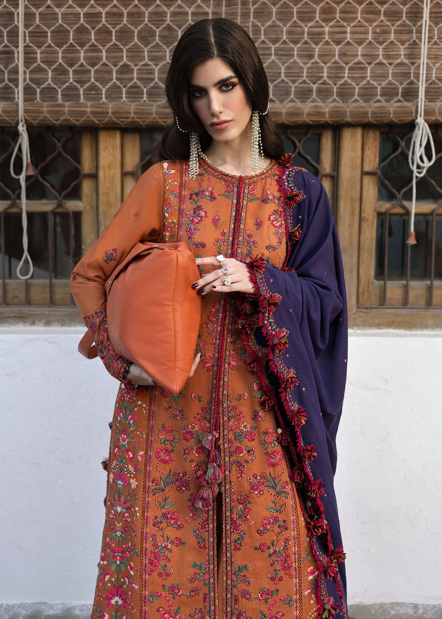 MB 610-3 Piece Unstitched Fully Embroidered Dhanak Suit