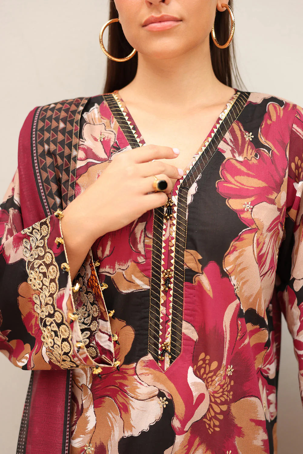 BQ 39-3 Piece Unstitched Digital Printed Khaddar Suit