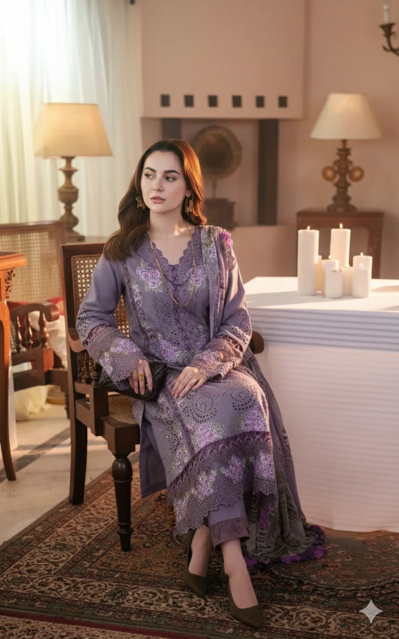 JD 2680-3 Piece Unstitched Fully Embroidered Lawn Suit