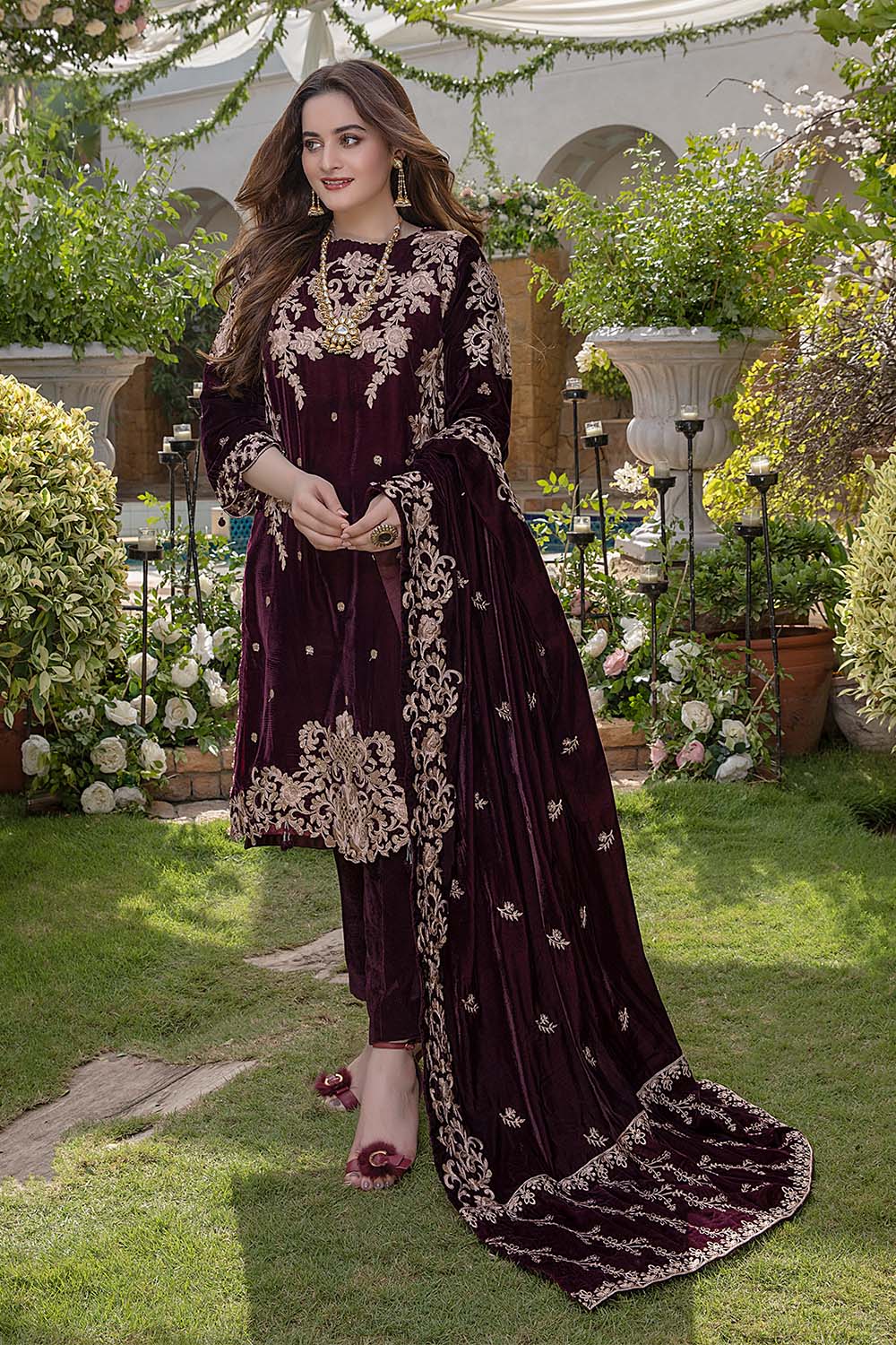 MB 1065-9000 Micro 3Pc Heavy Embroidery Velvet Dress With Velvet Embro Zia Fabrics MB 1065-9000 Micro 3Pc Heavy Embroidery Velvet Dress With Velvet Embro Zia Fabrics