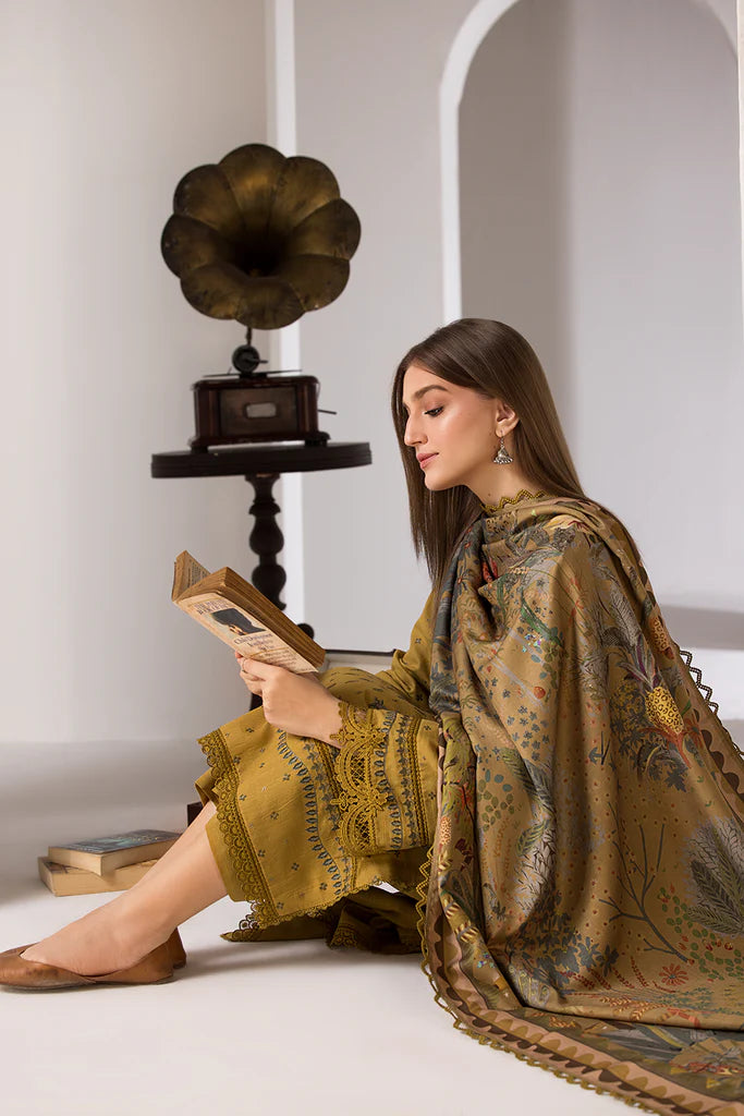 SN 59L-3 Piece Embroidered Lawn Shirt with Printed Poly Lawn