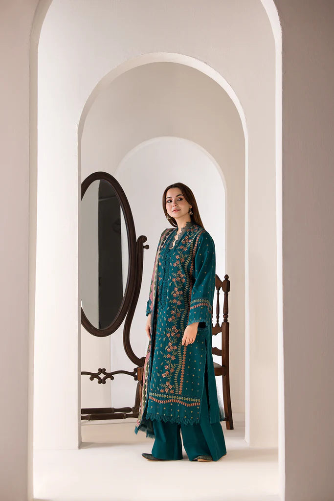 SN 61L-3 Piece Embroidered Lawn Shirt with Printed Poly Lawn