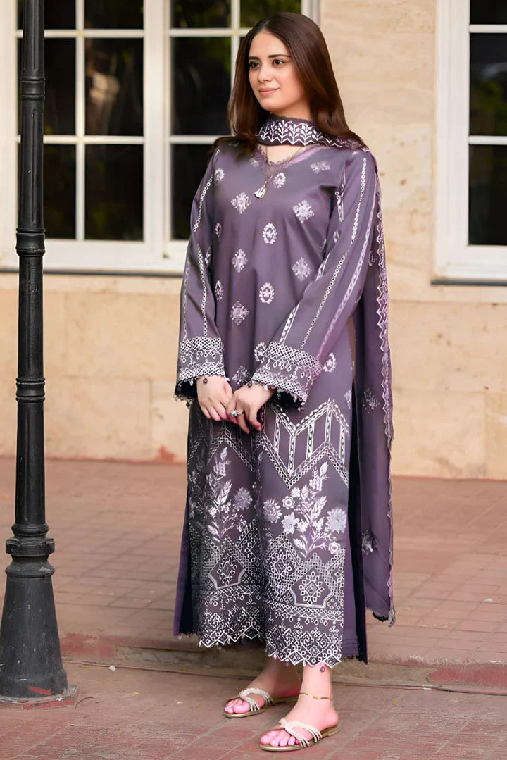 NS 915-3 Piece Unstitched Fully Embroidered Lawn Suit
