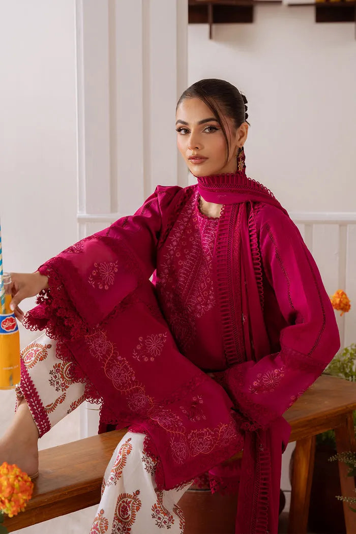 CO 514B-3Pc Embroidered Lawn Shirt with Cotton Net Dupatta