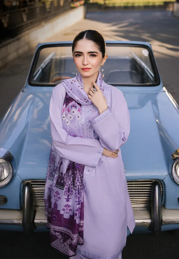 ZS 2625-3 Pc Embroidered Lawn Shirt with Polly Lawn Dupatta