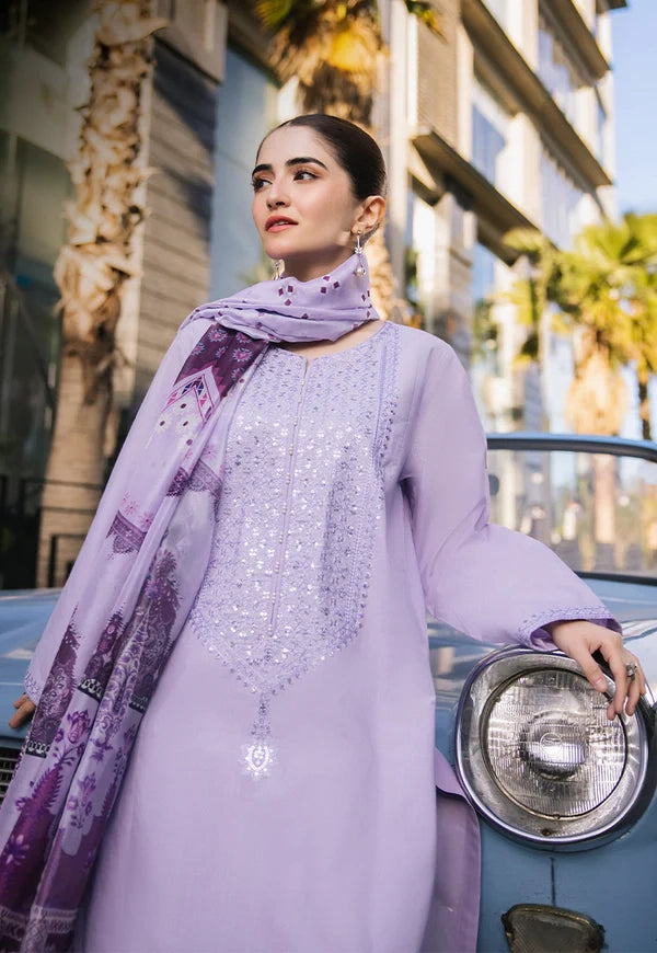 ZS 2625-3 Pc Embroidered Lawn Shirt with Polly Lawn Dupatta