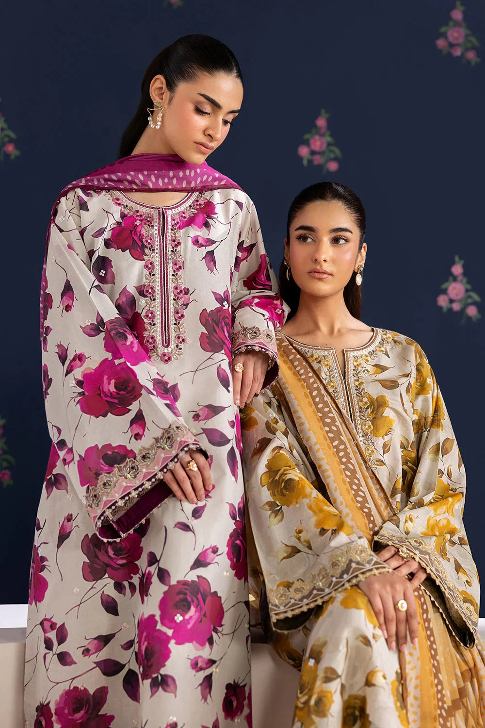 3 Piece unstitched Digital Printed Lawn Fabric With Lawn Dupatta