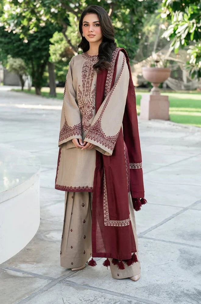 KD 910-3 Piece Unstitched Fully Embroidered Dhanak Suit