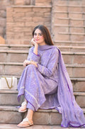 BR 2575-3 Pcs Embroidered Lawn Shirt with Embroidered Chiffon Dupatta