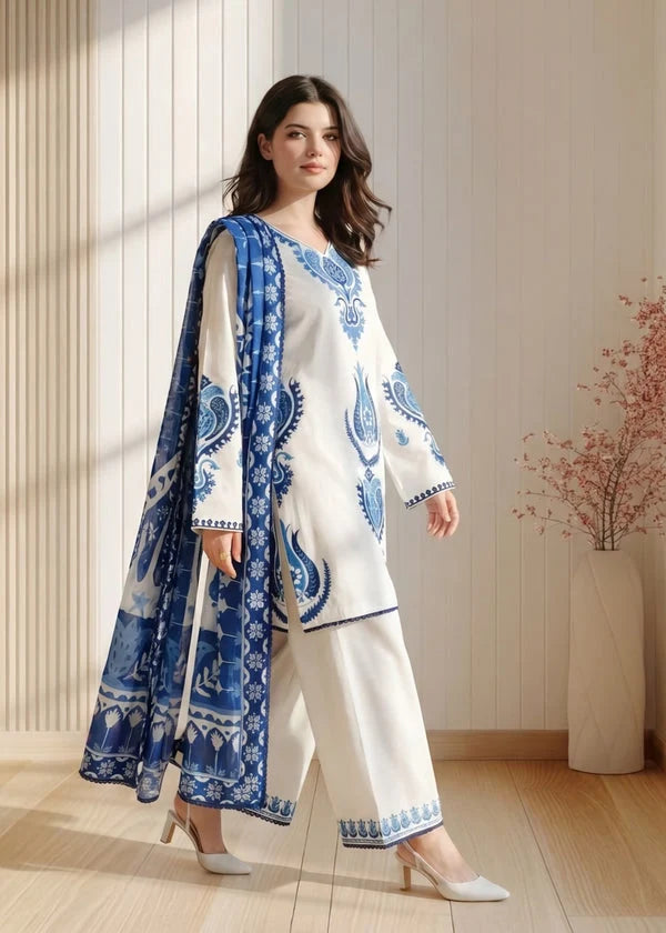 LM 3015-3 Piece Unstitched Dhanak Fabric (Digital Printed Shawl)