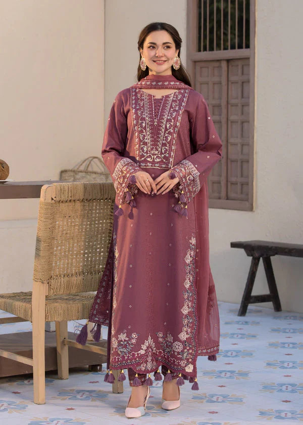 3 Piece Unstitched Embroidered Lawn Suit with Chiffon Dupatta ( 4 Sided Embroidered Lace )