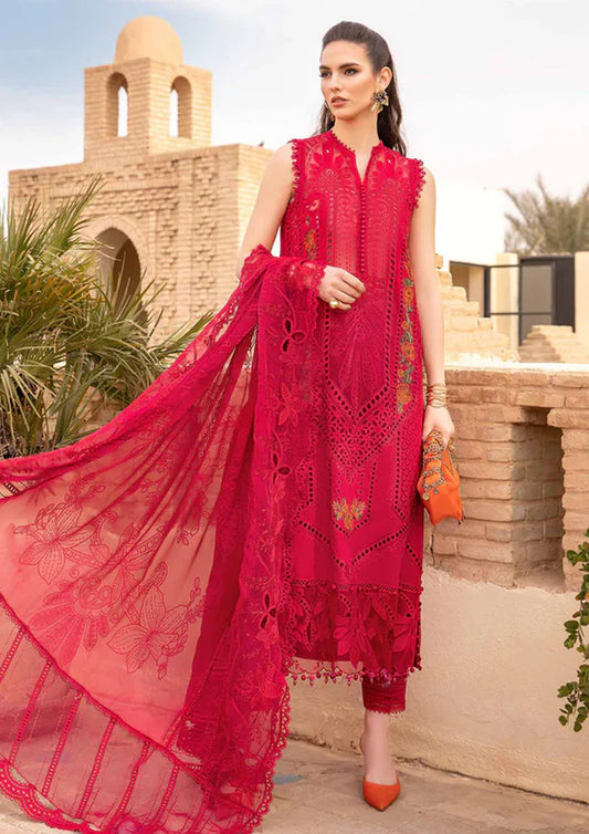 MB 2590B-3 Piece Embroidered Lawn Shirt with Embroidered Organza Dupatta