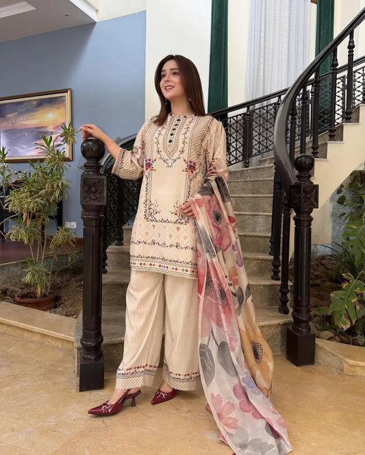 BQ 423B-3 Pcs Unstitched Digital Printed Lawn Suit