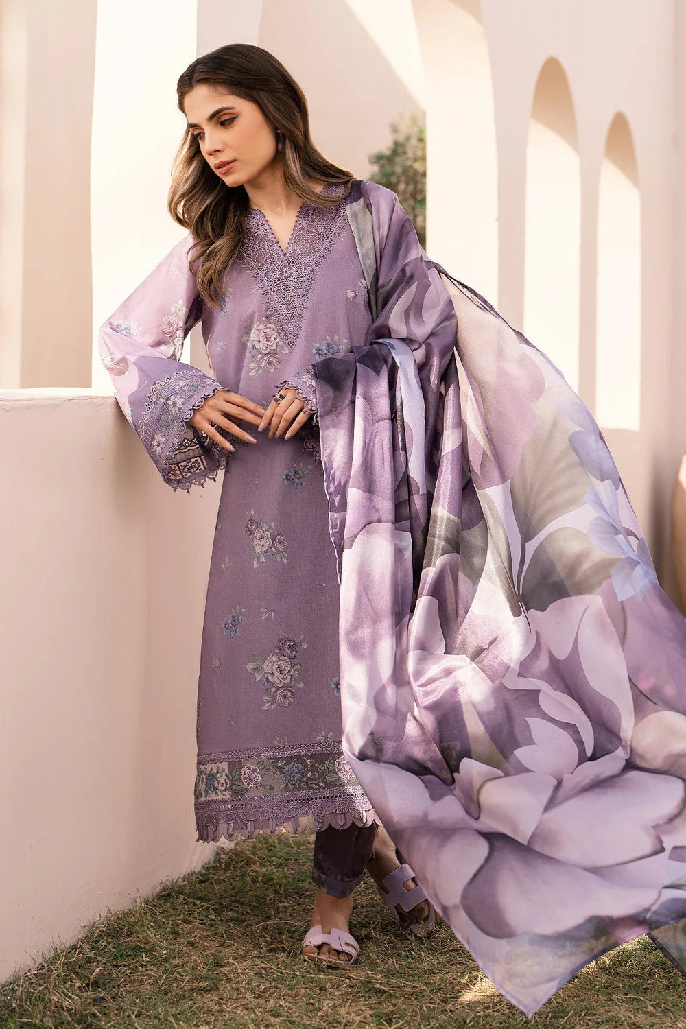 BQ 210-3 Pcs All Over Digital Printed Suit with Lawn Printed Dupatta + Extra Patches