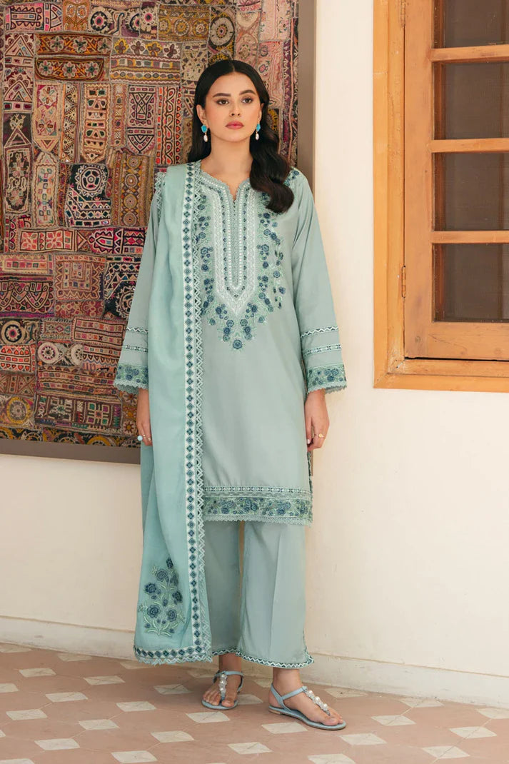 3 Piece Unstitched Embroidered Lawn Suit