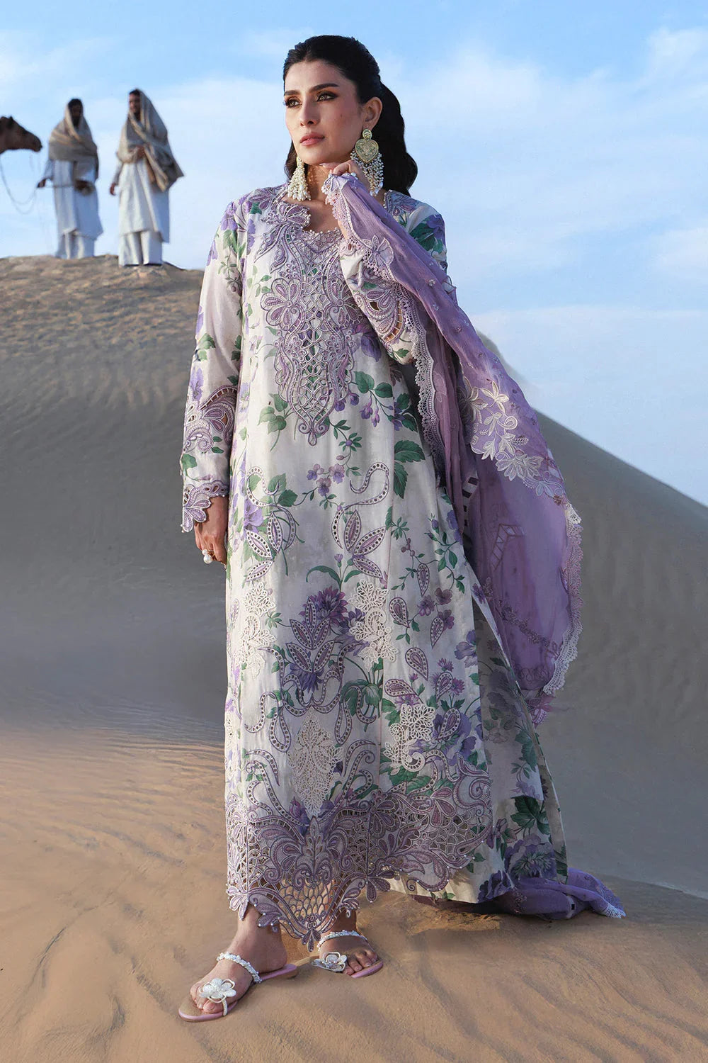3 Piece unstitched Digital Printed and Embroidered Lawn Suit