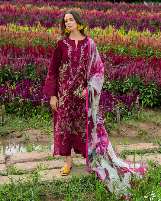MS 2750-3 Piece Unstitched Embroidered Lawn Suit
