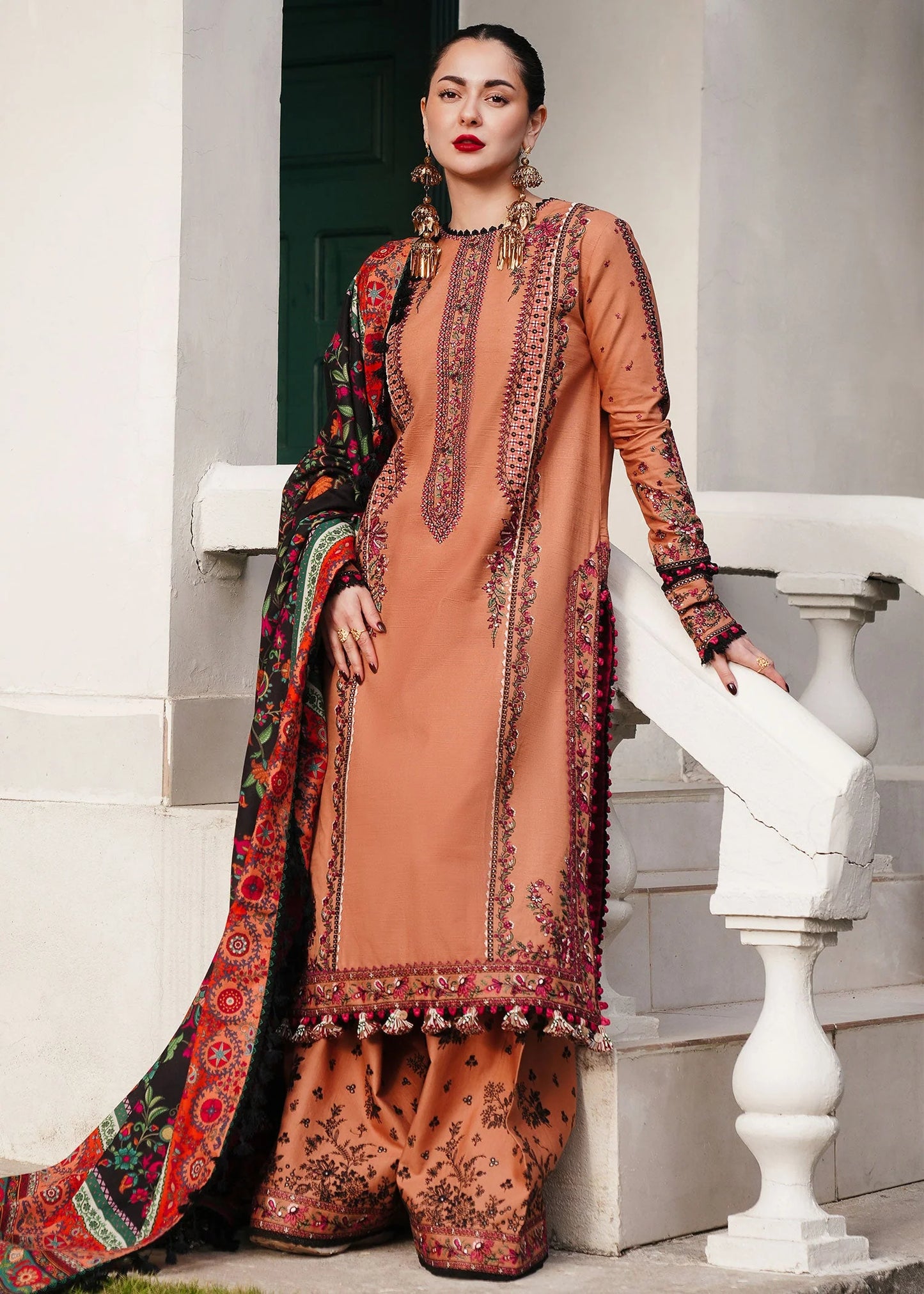 3 Piece Unstitched Fully Embroidered Dhanak Suit