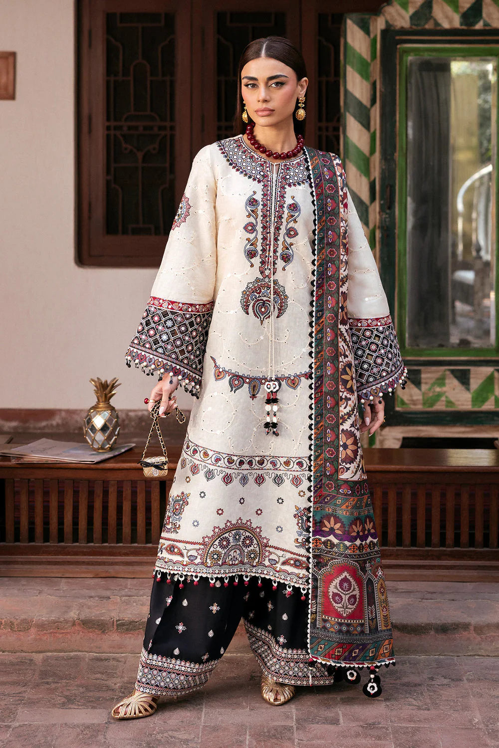 JZ 2800-3 Piece Unstitched Fully Embroidered Lawn Suit