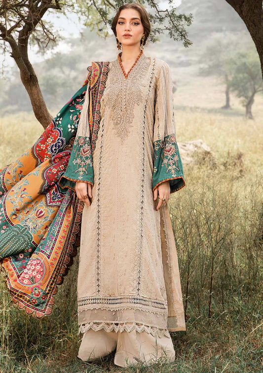 MB 2580-3Pc Embroidered Lawn Shirt with Printed Polly Lawn Dupatta