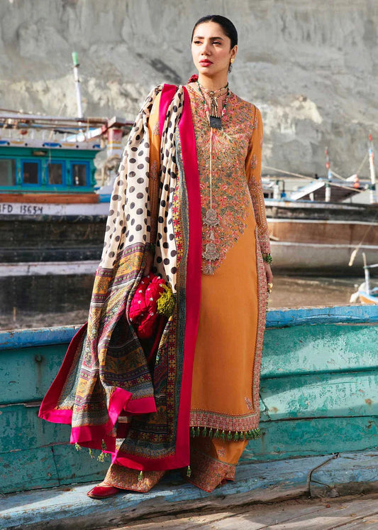3 Piece Unstitched Fully Embroidered Dhanak Suit