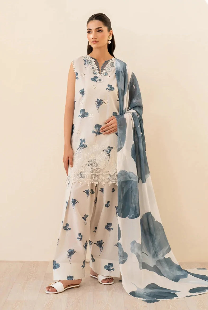 IZ 239A-3 Piece Unstitched Chicken Kari Embroidered Lawn Suit