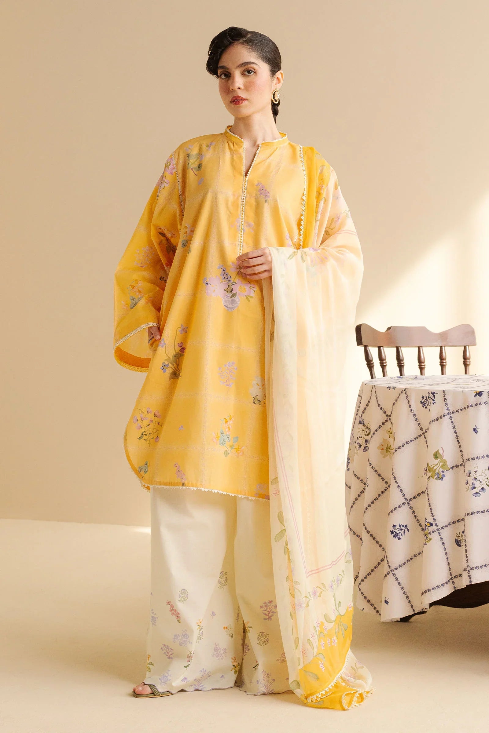 CO 508-3Pc Digital Printed Lawn Shirt with Printed Dupatta