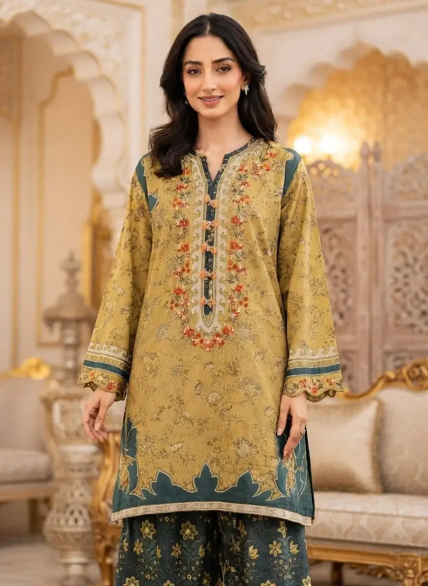 MB 207-2 Piece Unstitched Embroidered Digital Print Lawn Suit