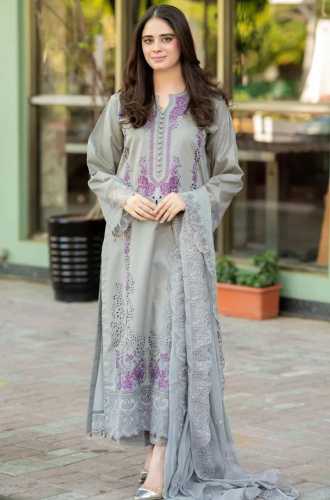 MS 170-3 Piece Unstitched Fully Embroidered Lawn Suit