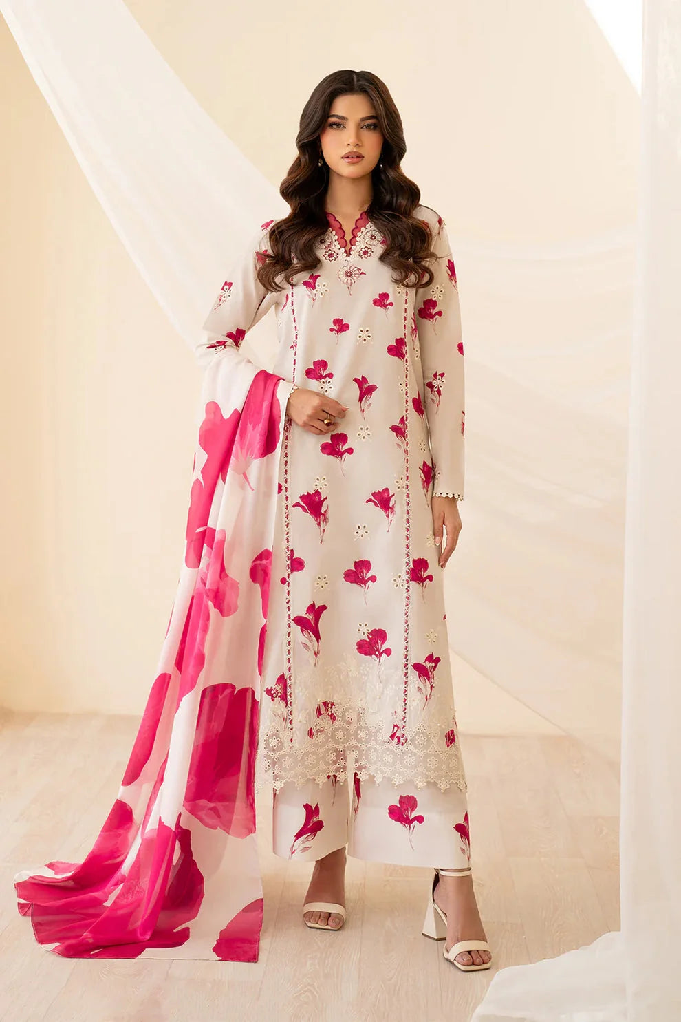 IZ 239B-3 Piece Unstitched Chicken Kari Embroidered Lawn Suit